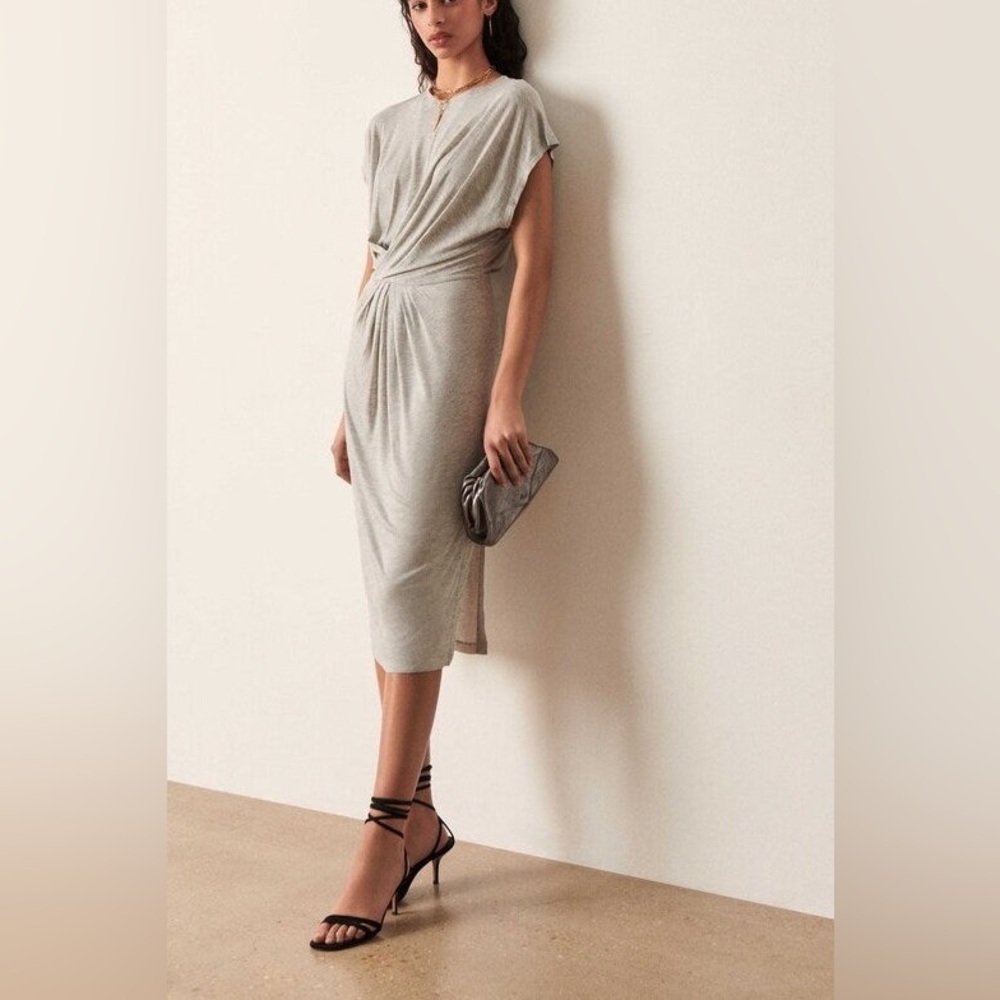 BA&SH Tisha Twisted T-shirt Dress Short Sleeve Midi Size‎ XS